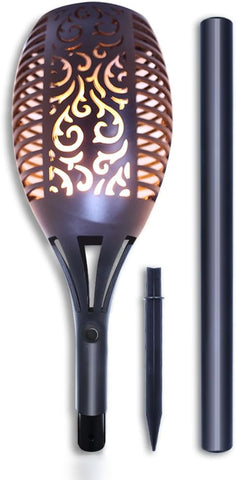 Solar Garden Torch Lights LED Dancing Flame Lighting Outdoor Waterproof Flickering Tiki Torches Landscape Light Path Decoration Lamp (1 piece)