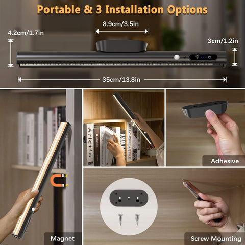 Motion Sensor LED Strip Light Bar – Rechargeable Under Cabinet Light with 3 Colour Temperatures, Dimmable 300LM LED & Remote Control - Put Light Exactly Where You Need It