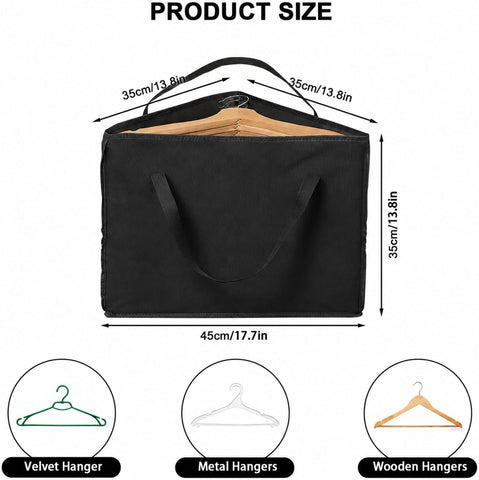 Hbzunt 2 Pack Clothes Hanger Storage Bags, Foldable Oxford Fabric Organisers with Carry Handles for Wardrobe Hanger Storage, Black
