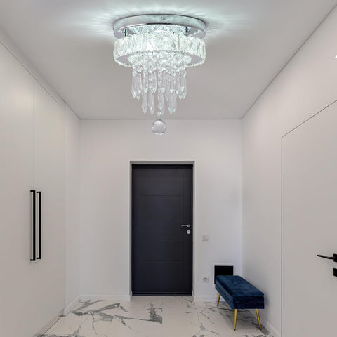 Crystal LED Ceiling Light Chandelier Flush Mount Fixture 25cm 22W