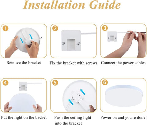 36W Round Ceiling Lights, Daylight White 6500K, Ø23cm Indoor Flush Mount Ceiling Lamp for Kitchen Bedroom Living Room Hallway Balcony Office