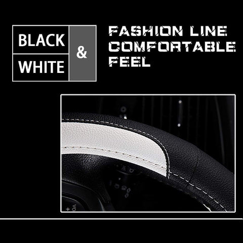 Leather Car Steering Wheel Cover 15 Inch – Breathable Anti-Slip Protector