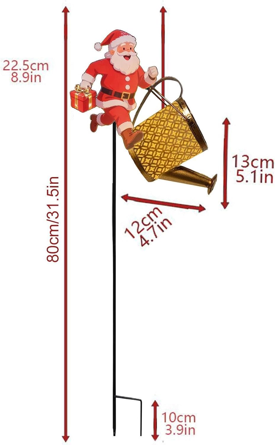 Santa Watering Can Solar Light Decorative Christmas Pathway Lights