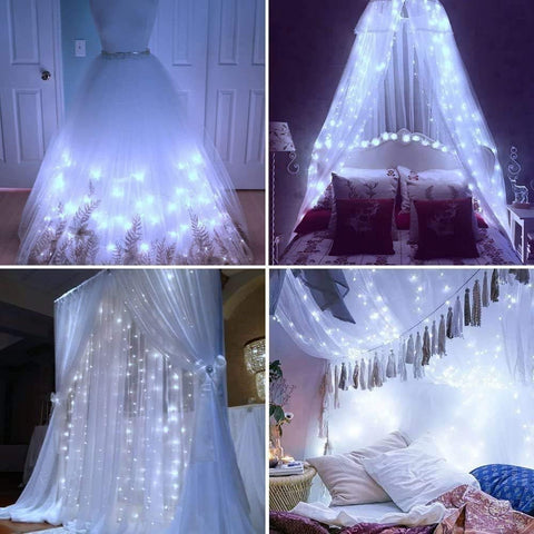 LED Curtain Fairy Twinkle Lights 3x3m 300 LEDs – Cool White – Unihoh