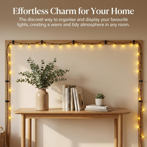 120 Pack String Light Clips with Screws – Dewbeat Outdoor Garden Light Hooks with Adhesive Mounting for Fences, Patios & Balconies – Keep Your Favourite Spaces Beautifully Lit