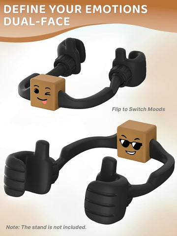 Black Thumbs Up Phone Stand with Dual Mood Cubes Blue /Brown – Desk Holder Gift Set