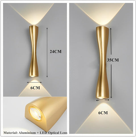 LED Up and Down Gold Wall Light 35CM Warm White