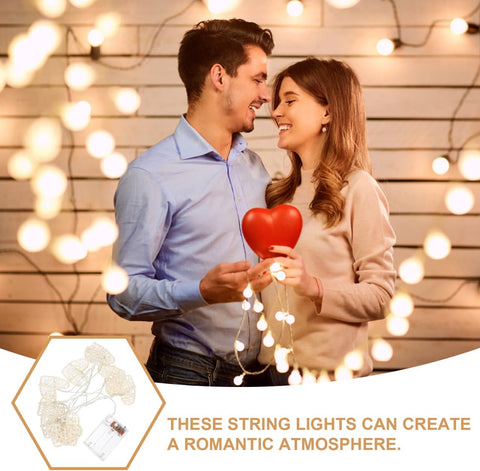 Valentine’s Day Rattan Heart String Lights with 10 Warm LED Love Lamps, Battery Operated Indoor Decor for Bedroom, Wedding & Party