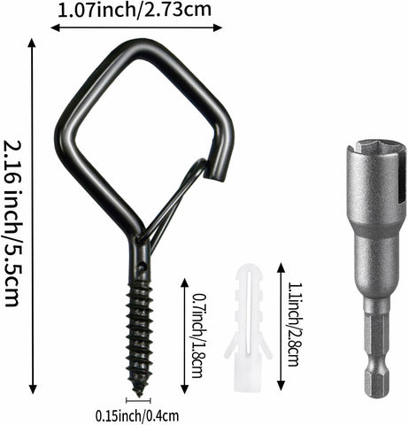Heavy Duty Eye Screw Hooks for Hanging – Ceiling Hooks for Hanging Plants & Outdoor String Lights, Safety Lock Screw-in Hooks, Black 36 Pcs – Hang It Securely, Style It Your Way