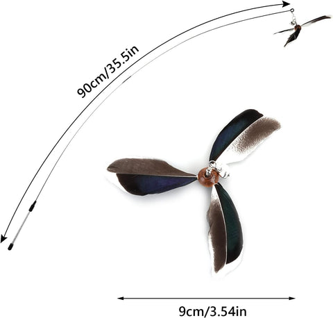 Feather Propeller Cat Wand Toy with Refill Attachment