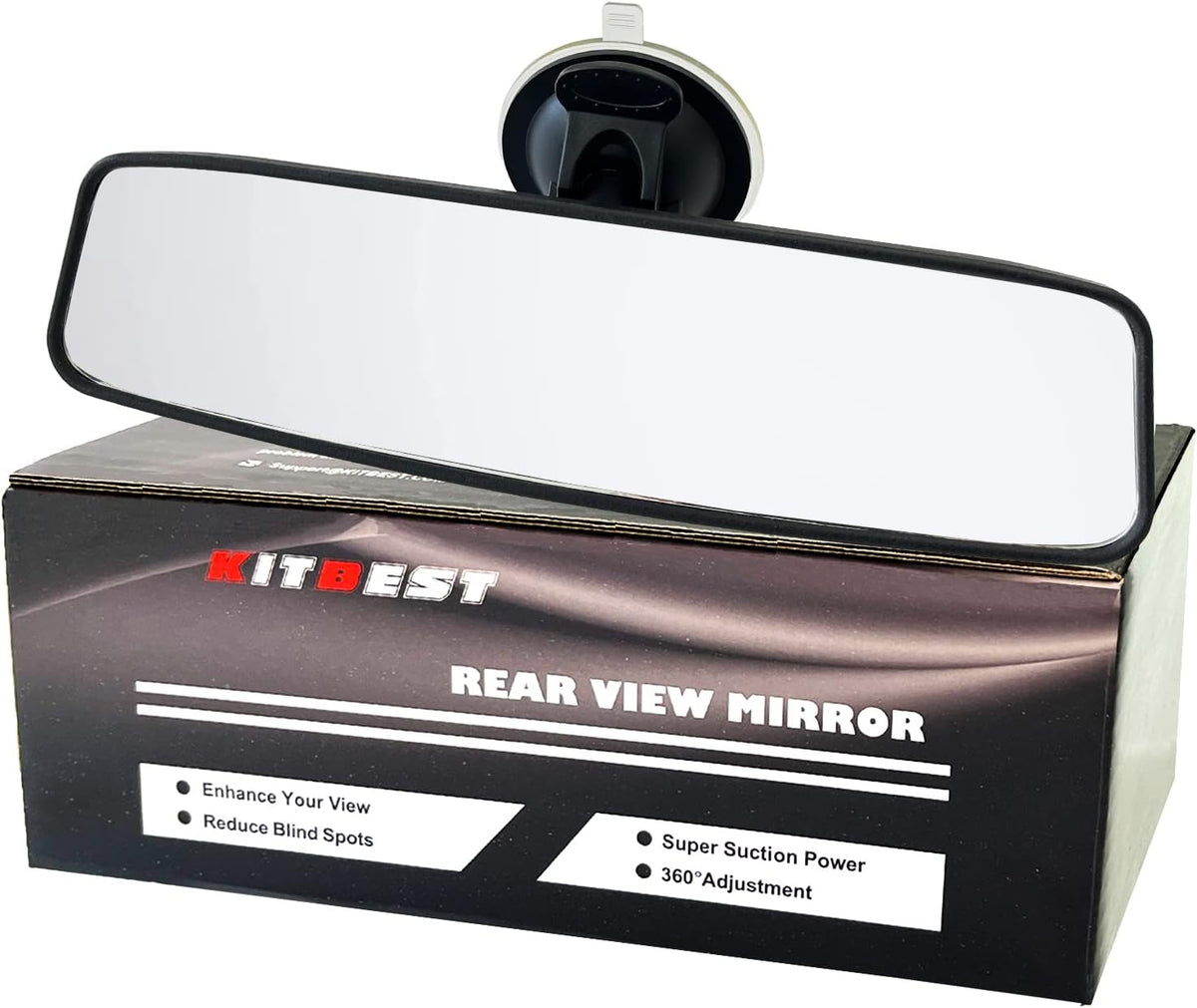 KITBEST Rear View Mirror – Wide Angle Adjustable Suction Cup
