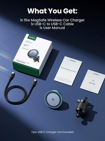 UGREEN 15W Qi2 MagSafe Wireless Car Charger Mount