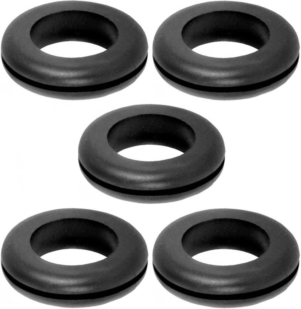 Rubber Cable Grommets Black Eyelet Ring 15mm 5 Pack