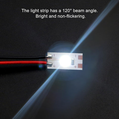 25 PCS 17mm Prewired LED Strip Lights 2835 SMD 12V–18V White Flexible