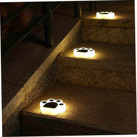 Solar Garden Lights LED Cat Paw in-Ground Pathway Decorative Lights Outdoor Lamp Warm Lighting Pathway Lighting