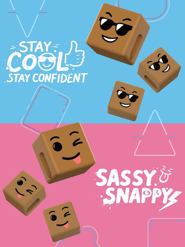 Black Thumbs Up Phone Stand with Dual Mood Cubes Blue /Brown – Desk Holder Gift Set