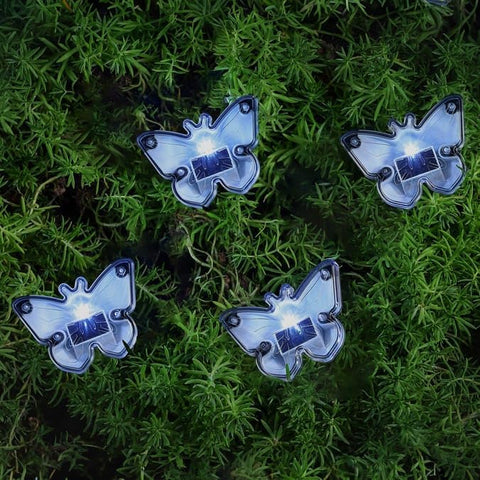 4 Pack Butterfly Solar Path LED Lights, Pathway Garden Lights Solar Bright White