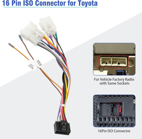 Jayubien 16Pin ISO Android Radio Stereo Wiring Harness with Butt Connector Reverse SWC Cable Replacement for Select Toyota and Subaru Car Audio Adapter