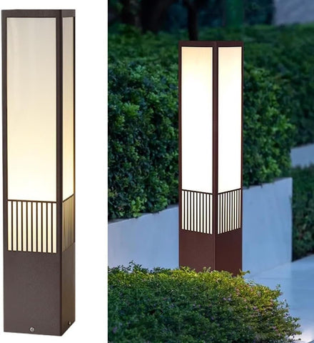 Modern Square Outdoor Bollard Light IP65 Waterproof Pathway Lighting for Garden Yard Lawn E26 Base Stainless Steel Exterior Lamp for Patio Driveway Decoration Courtyard Landscape Lighting(40CM)