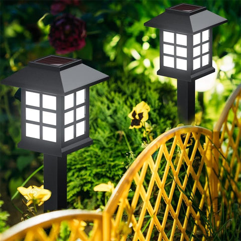 6 Packs of LED Solar House Lights, Outdoor Courtyard Decoration Floor Plug-in Warm Light, Wireless Dusk to Dawn Waterproof Garden Road Landscape Lights.