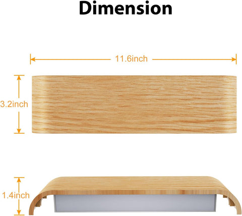 Indoor Led Wall Lights - 2 Pack 3000K/4500K/6000K Adjustable Color Temperature Wall Lights for Bedroom Living Room Kitchen Dining Room (2 Pack, Wood Grain)