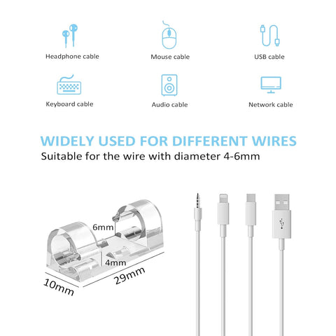 Aroidful 80pcs Cable Clips,Cable Tidy Clips,Strong Self Adhesive,Comes with Acrylic Glue Wire Clamp,Cable Clips Outdoor for Wire Rod Strip Plug Cords/Air Conditioning Cables/Power Cords