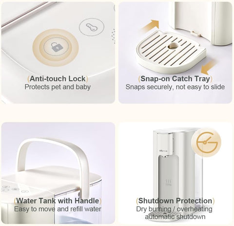 3L Instant Hot Water Dispenser – 6 Temp Settings (45–90°C), 5 Volume Options, Auto Clean, Child Lock, LED Night Light