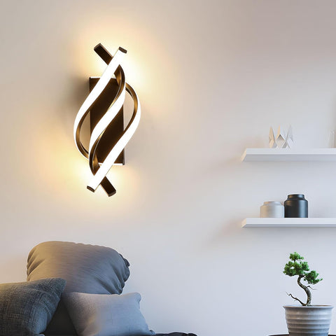 Modern LED Wall Light 22W Black Spiral Lamp