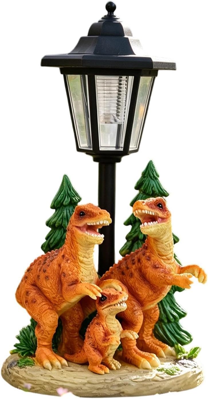 Solar Dinosaur Statue, Waterproof Resin Garden Sculpture, Outdoor Light 1pc