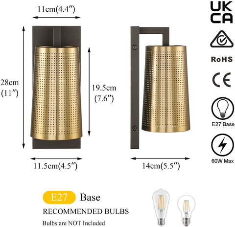 Industrial E27 Brass Bronze Wall Lamp