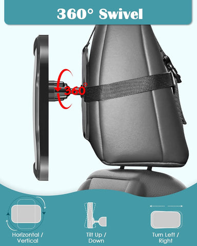 Zacro Baby Car Mirror - 360° Adjustable Black Rear View for Safety