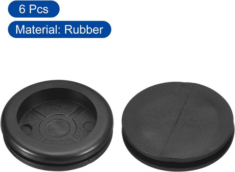 sourcing map 6Pcs Rubber Grommets 1-3/8" (35mm) Drill Hole, 1-1/4" (31mm) ID Single Sided Hole Plugs Ring Gasket for Firewall Cable Wire Protecting, Black