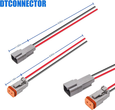 HISports 2-Pin DT Connector Kit, Waterproof DT Electrical Wire Connector 2 Pin Way Sealed Gray Male and Female Auto Waterproof Electrical Wire Connector Plug, for Motorcycle, Scooter, Car, Boats
