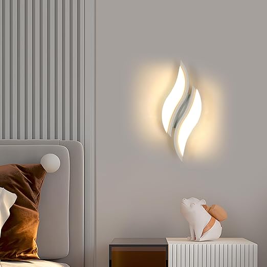 LED Wall Light - Modern Leaf Design 12W Warm White Acrylic Sconce for Bedroom Living Room
