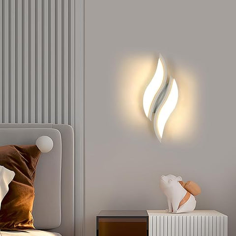 LED Wall Light - Modern Leaf Design 12W Warm White Acrylic Sconce for Bedroom Living Room