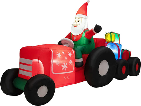 COSTWAY Inflatable Christmas Santa Claus with LED Lights and Blower – Self Inflating Outdoor & Indoor Xmas Decoration