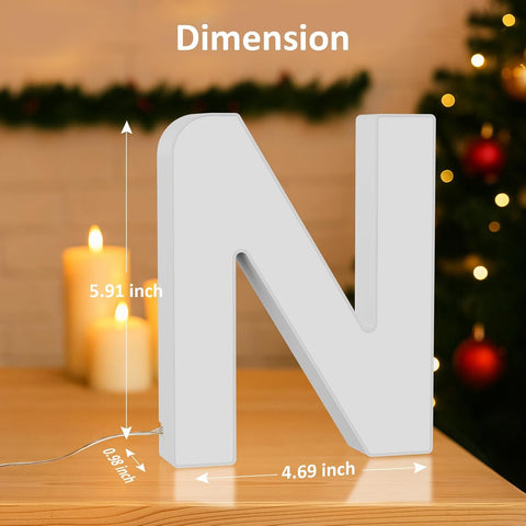 LED Light Up Letter N – USB Colour Changing Night Light with APP, Gift for Girls, Teens, Mum, Bedroom Decor, Wall/Table Display, Birthday & Christmas