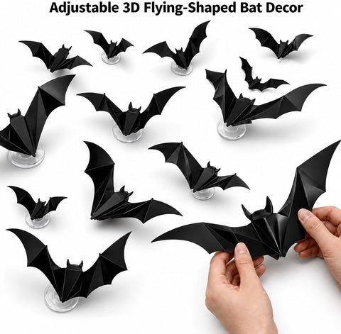 24PCS Halloween LED 3D Bat Wall Decorations – Glowing Purple Light-Up Bats with Removable Adhesives for Indoor Halloween Parties, Home, Bar & Party Décor