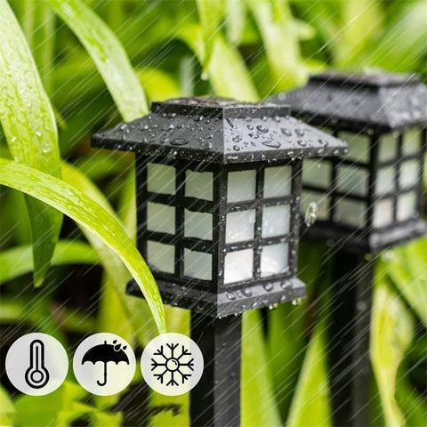 6 Packs of LED Solar House Lights, Outdoor Courtyard Decoration Floor Plug-in Warm Light, Wireless Dusk to Dawn Waterproof Garden Road Landscape Lights.