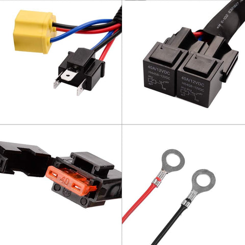 H4 Headlight Relay Wiring Harness Socket Plug Kit 12V 150W Cool White