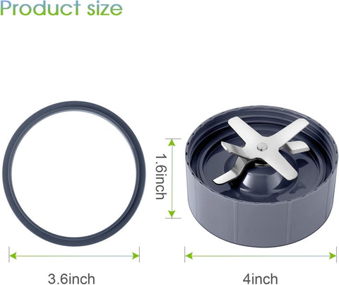 8 Piece Blender Replacement Parts Kit for NutriBullet 600W & 900W – Extractor Blade with Gaskets, Shock Pads & Gear, 6-Fin Stainless Steel Blades, BPA-Free Durable Seal