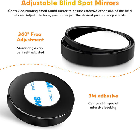 2pcs Round 360° Rotating Car Blind Spot Mirrors