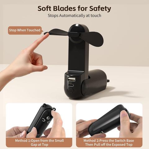 3 in 1 Foldable Handheld Mini Fan with Power Bank