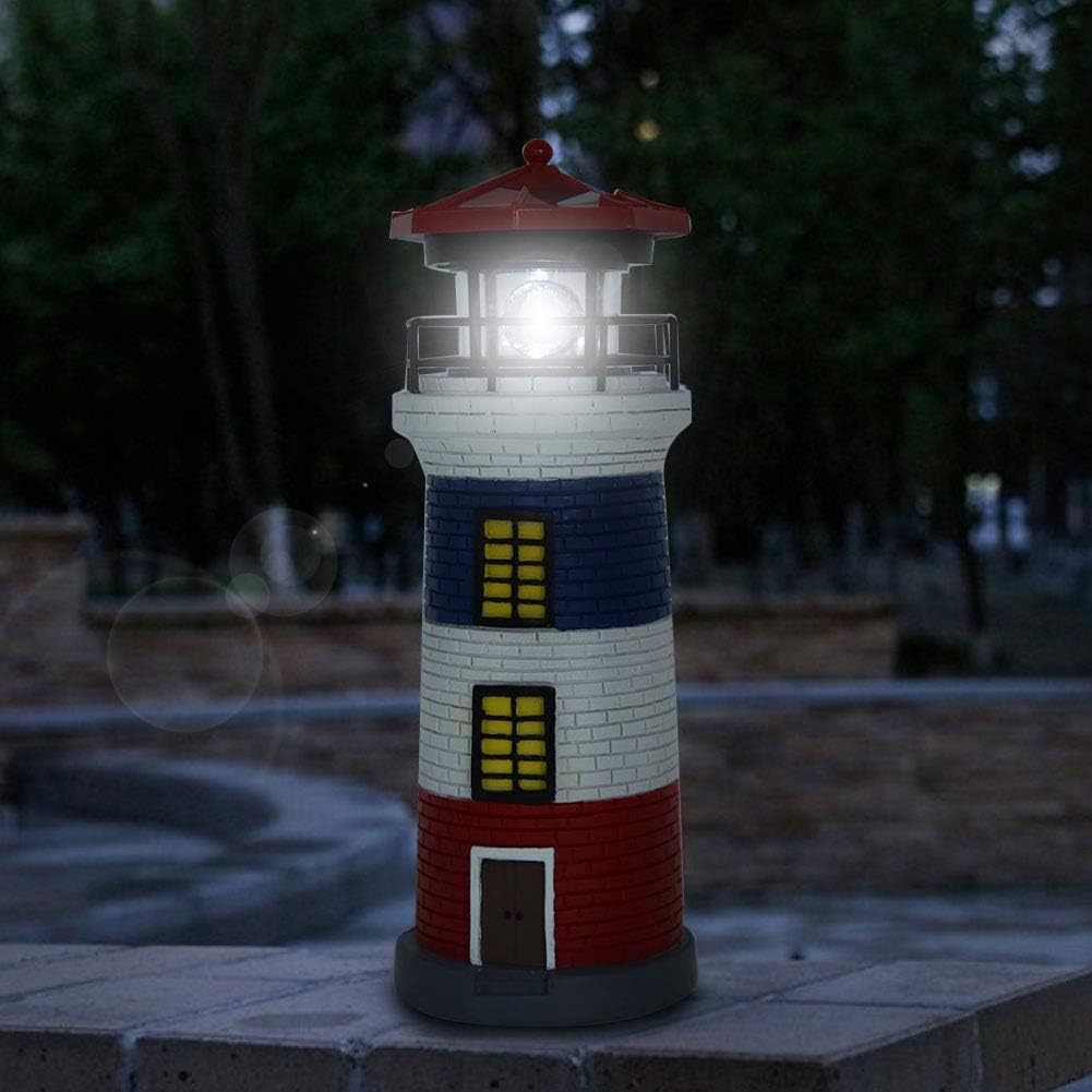Solar Lighthouse Outdoor Garden Light with Rotating LED