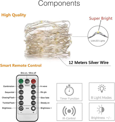 Fairy String Lights Battery Operated 2 Pack 12m 120 LED – Cool White