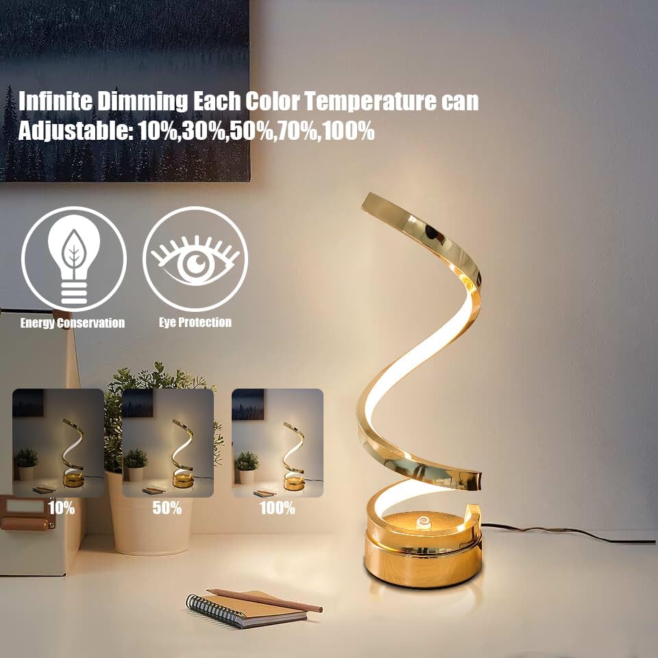 Modern LED table lamp with adjustable color temperature on a neutral background