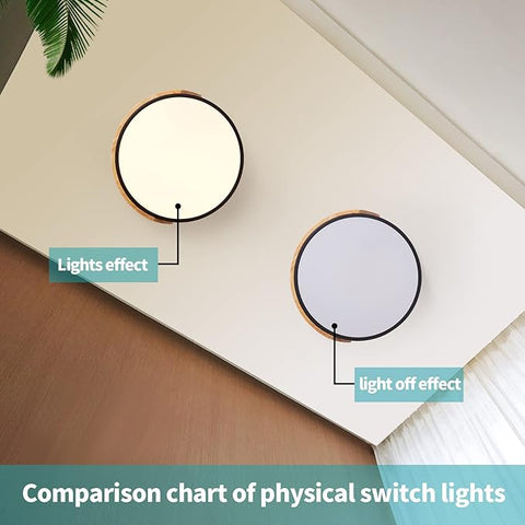 LED Ceiling Light 24W Warm White 3000K Oak Frame 30cm Round Modern Ceiling Light