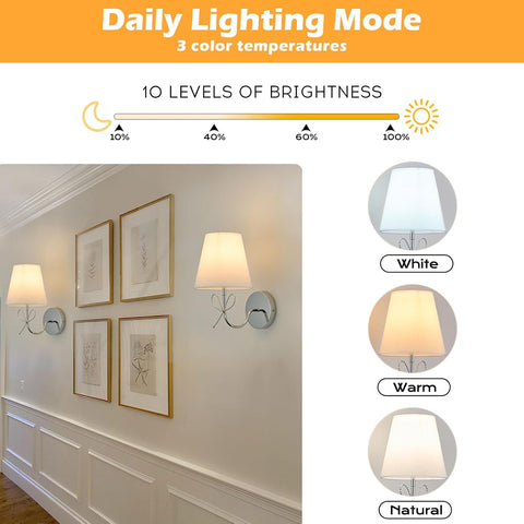 Wireless Battery Operated Wall Lights Set of 2 Chrome