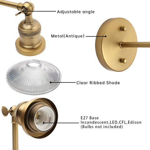 Industrial Vintage 1-Light Wall Sconce Clear Glass