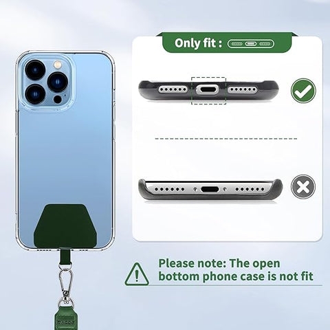 CACOE Universal Mobile Phone Chain - Adjustable Neck Strap for Smartphones Black+green